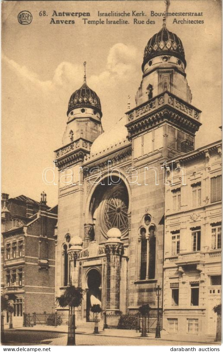 ** T1 Antwerpen, Anvers; Israelitische Kerk, Bouwmeesterstraat / Synagogue, Street - Non Classés