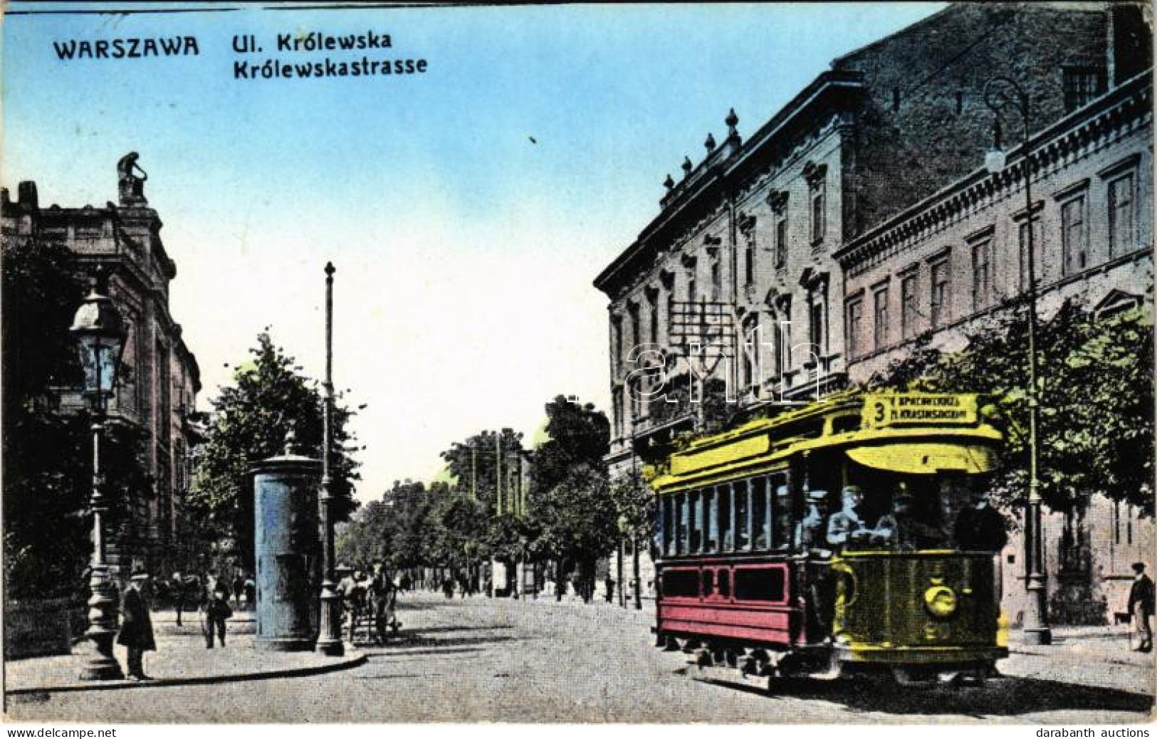 T2 Warszawa, Varsovie, Warschau, Warsaw; Ul. Królwska / Strasse / Street, Tram Line 3 + "K.u.k. BAHNHOFKOMMANDO Radom" - Ohne Zuordnung