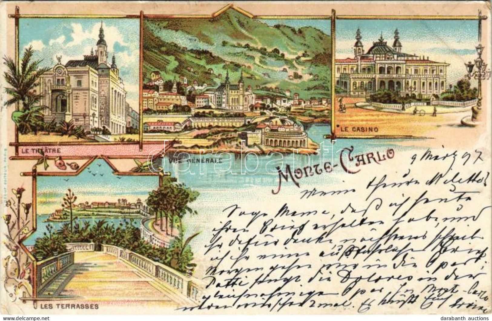 T2/T3 1897 (Vorläufer) Monte Carlo, Le Theatre, Le Casino, Vue Generale, Les Terrasses / Casino, Theatre, Terraces. Art  - Ohne Zuordnung