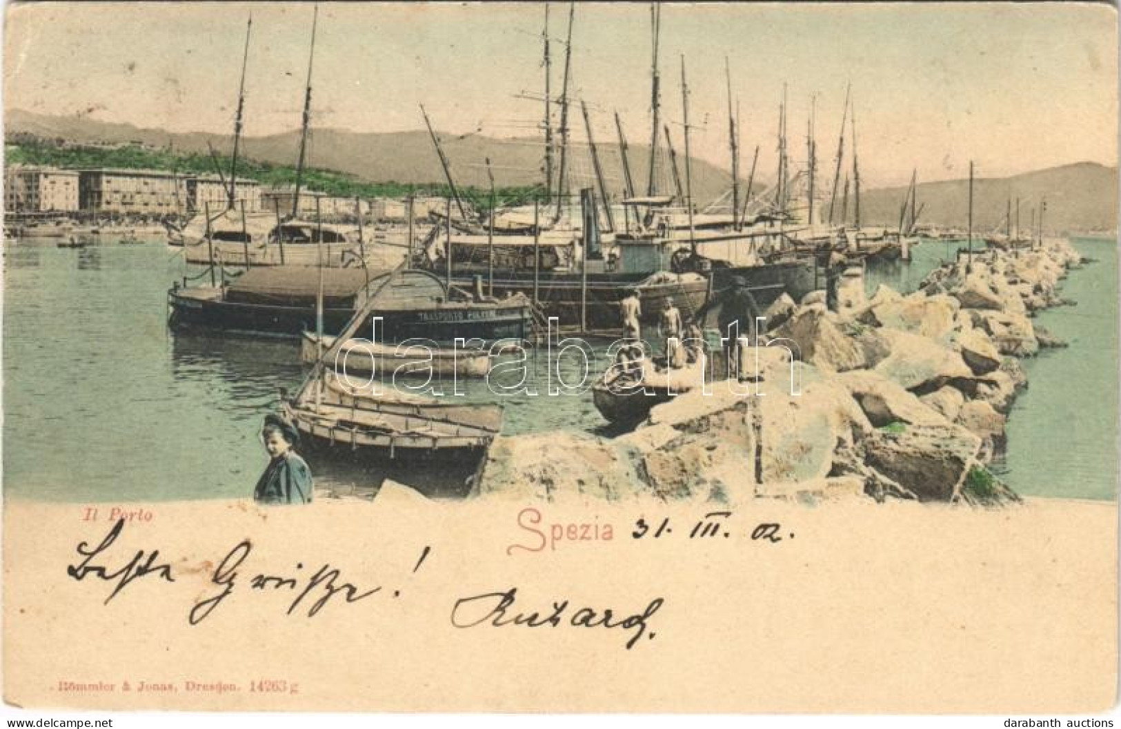 T2/T3 1902 La Spezia, Il Porto, Trasporto Polveri / Port, Steamships (EK) - Ohne Zuordnung