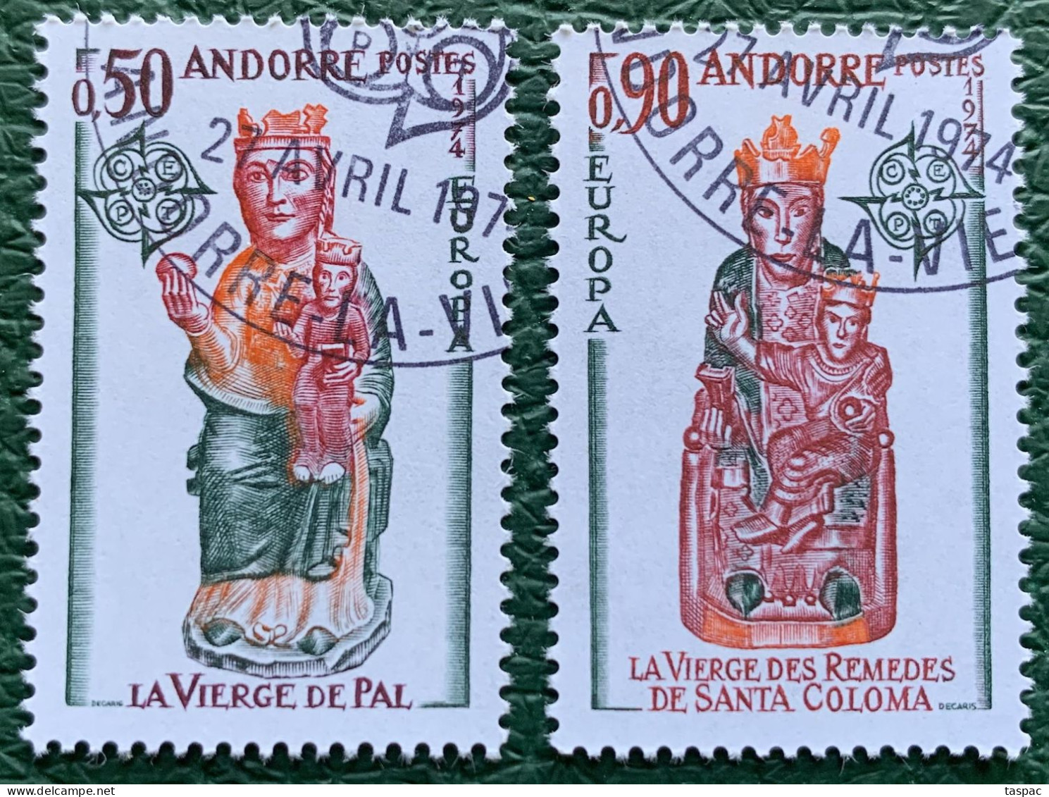 French Andorra 1974 Mi# 258-259 Used - Europa / Sculptures / Madonna - Gebraucht