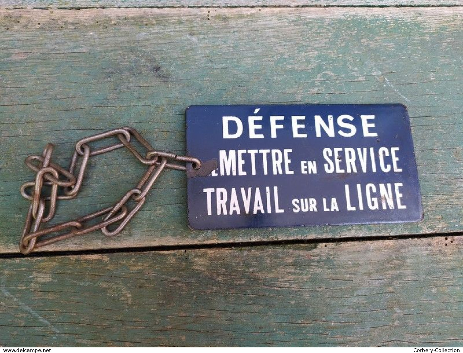 Ancienne Petite Plaque Emaillée SNCF Défense de Mettre en Service Travail sur la Ligne