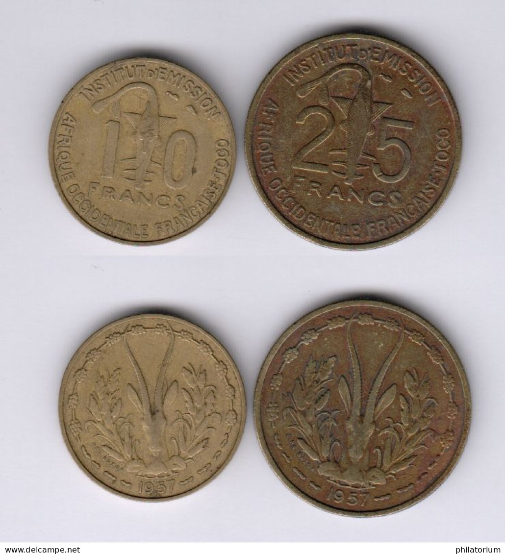 TOGO, AOF, 10F + 25F, 10 F + 25 F, 1957, KM#8 + KM#9, Afrique Occidentale Française - Togo