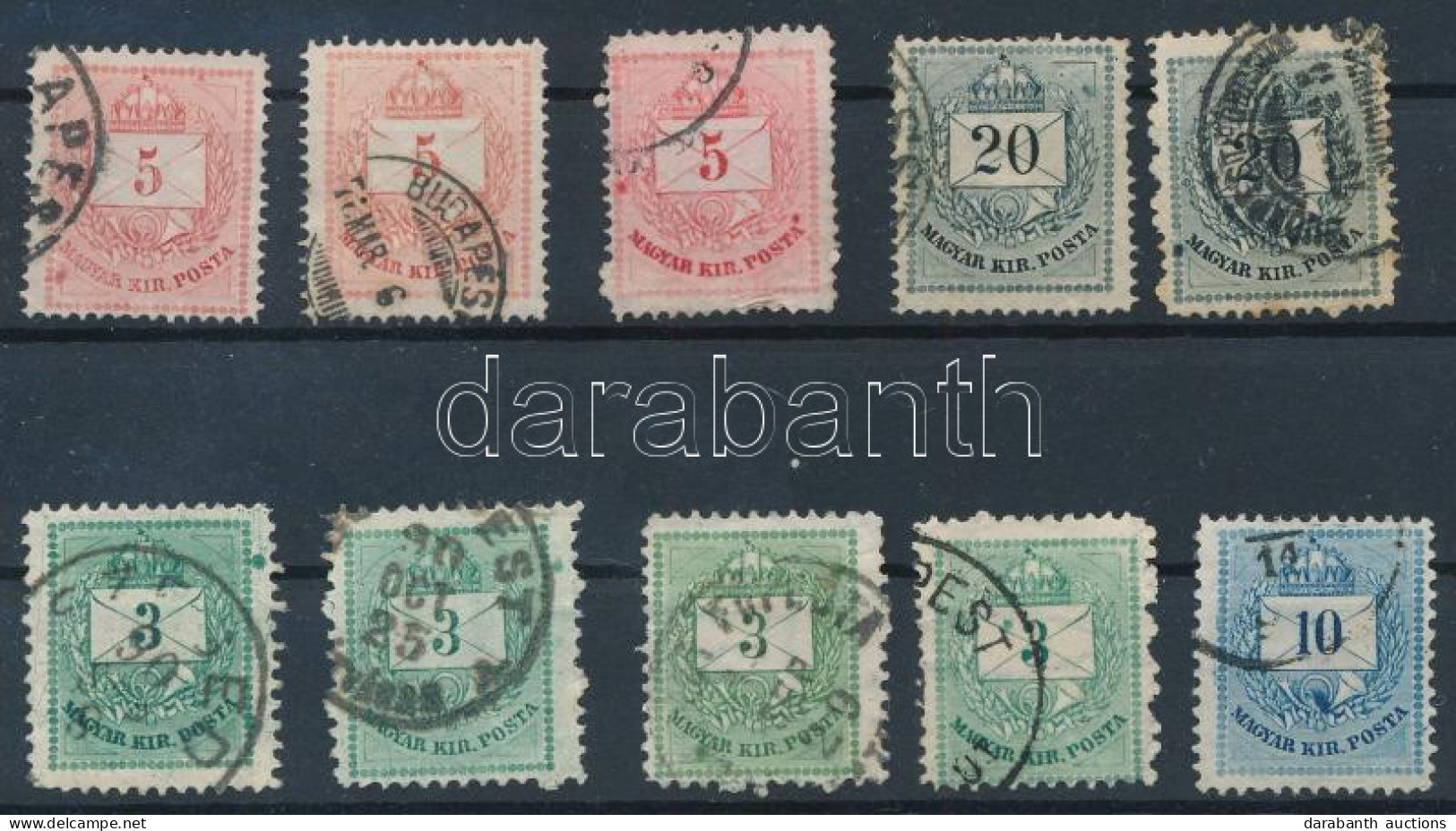 O 1874 3 Db 5kr , 2 X 20kr, 4 X 3kr, 10kr Nagy Folt A Bélyegen Lemezhibával - Autres & Non Classés