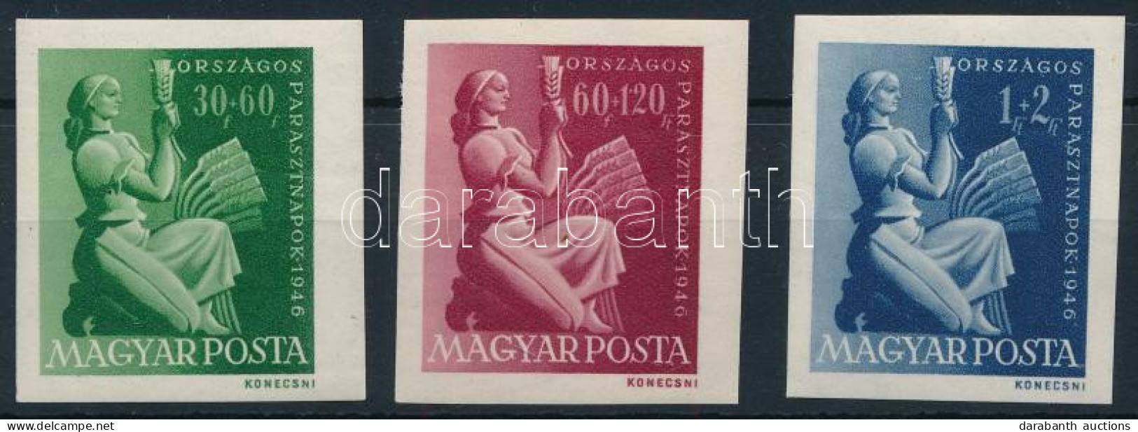 ** 1946 Parasztnapok Vágott Sor (80.000) (apró Ráncok, Gumihiba / Small Creases, Gum Disturbance) - Other & Unclassified