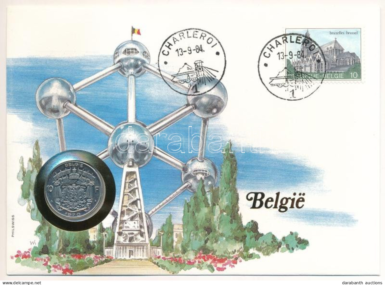 Belgium 1970. 10Fr érmés, Bélyeges Borítékon, Alkalmi Bélyegzővel, Német Nyelvű Leírással T:UNC  Belgium 1970. 10 Francs - Zonder Classificatie