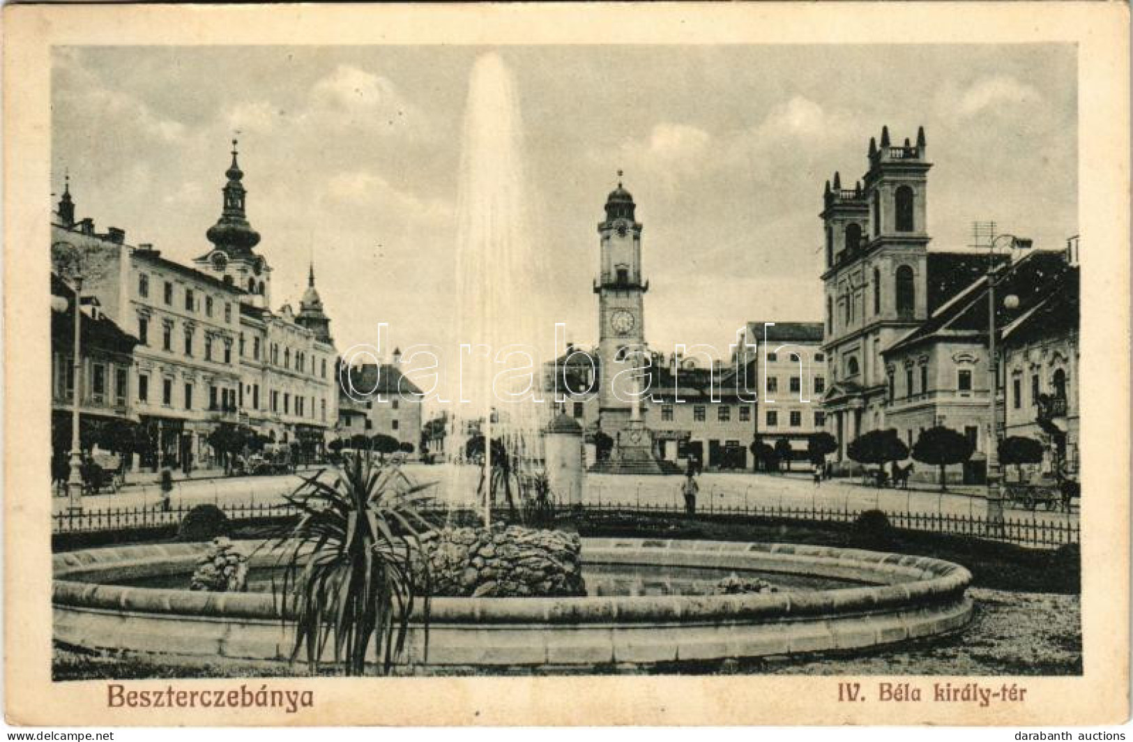 T2/T3 1916 Besztercebánya, Banská Bystrica; IV. Béla Király Tér, üzletek, Városháza. Havelka József Kiadása / Square, Sh - Unclassified