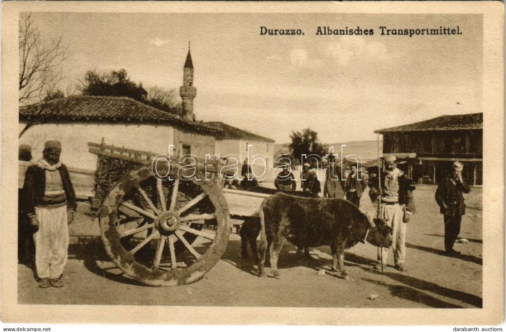 T2 1917 Durres, Durazzo; Albanisches Transportmittel / Albán Szállítási Mód / Albanian Folklore, Ox Cart - Unclassified