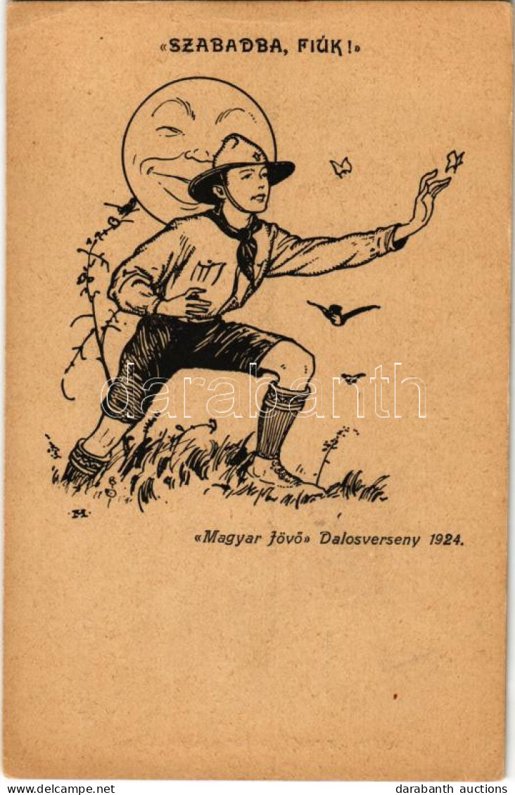 ** T2/T3 Szabadba, Fiúk! "Magyar Jövő" Dalosverseny 1924. "Magyar Jövő" Levelezőlapok 19. Sz. / Hungarian Boy Scout Art  - Ohne Zuordnung