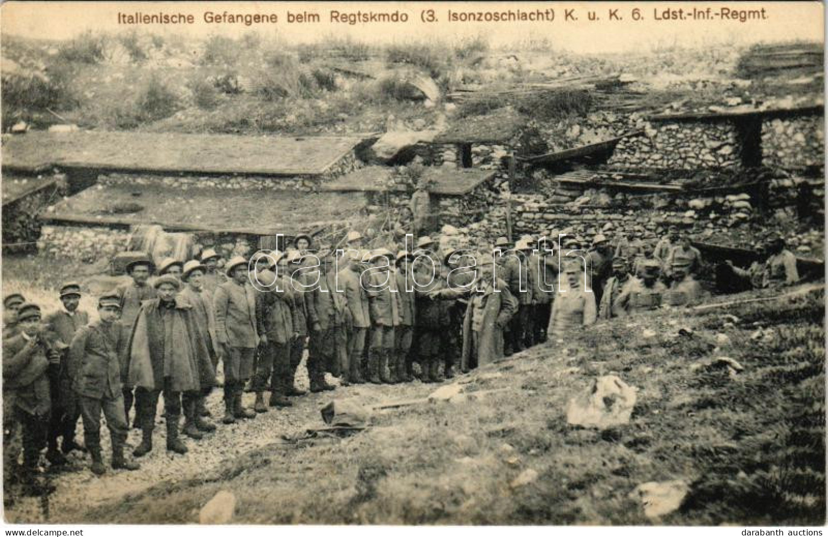 ** T1 Italienische Gefangene Beim Regtskmdo (3. Isonzoschlacht) K.u.k. 6. Ldst.-Inf.-Regmt. / Első Világháborús Olasz Ha - Zonder Classificatie