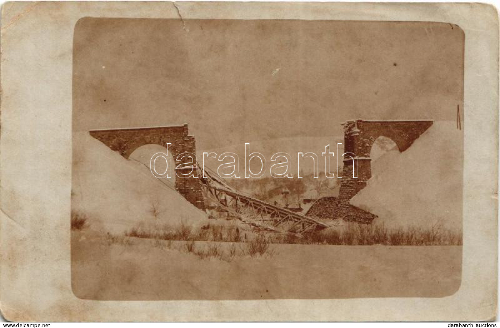 * T3 Első Világháborúban Felrobbantott Vasúti Híd / WWI K.u.k. Military, Blown Up Railway Bridge. Photo (EM) - Unclassified
