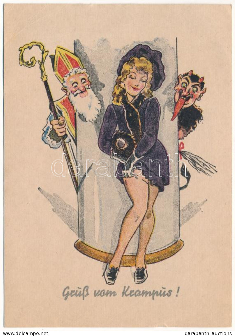 * T2/T3 Gruß Vom Krampus! / Krampusz és Mikulás / Krampus And Saint Nicholas With Lady (EK) - Ohne Zuordnung