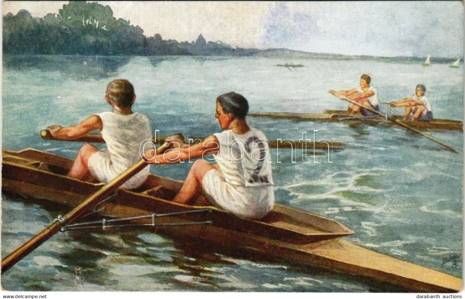 ** T2 Rowing Art Postcard. Raphael Tuck & Sons Oilette Serie Rudersport No. 975. - Unclassified