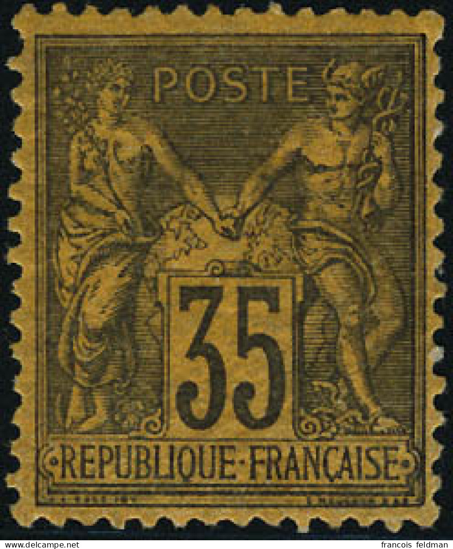 Neuf Avec Charnière N°93. 35c Violet-noir Sur Jaune, Excellent Centrage, SUP - Andere & Zonder Classificatie