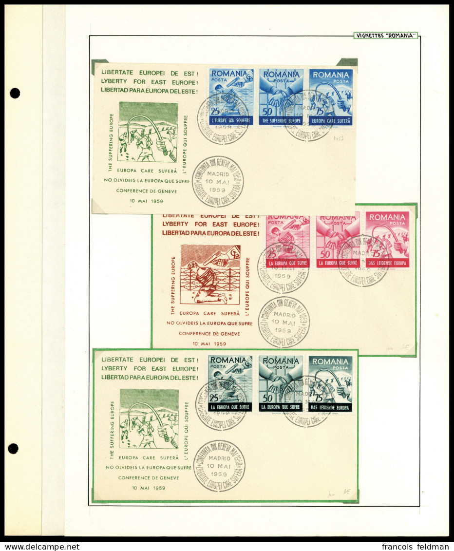 Neuf Avec Charnière 1959. Timbres De Propagande Anti-communiste émis Par Des Dissidents Roumains (Maury N°14A). 3 Bandes - Andere & Zonder Classificatie