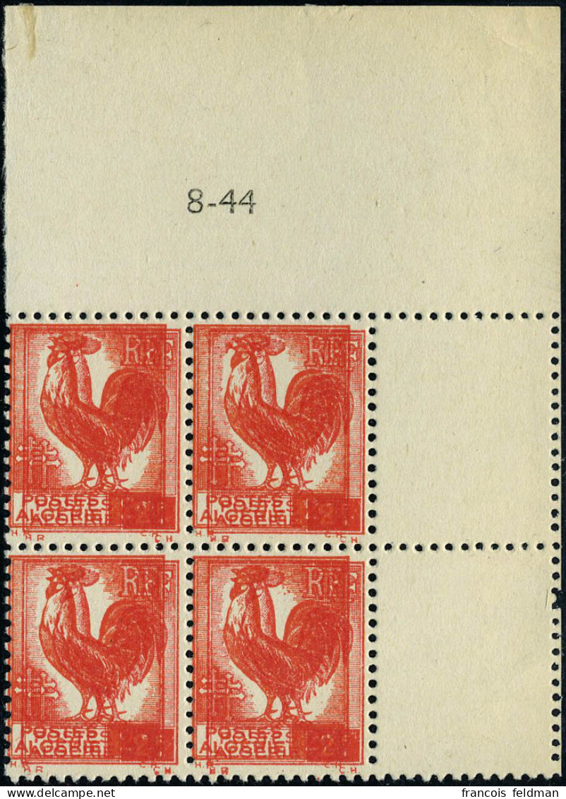 Neuf Sans Charnière N° 220a, 2F, Coq, Bloc De 4, CdF Daté, Double Impression, TB - Other & Unclassified