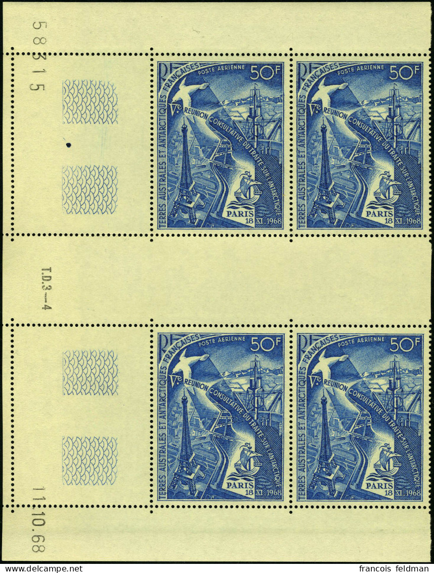 Neuf Sans Charnière N° 18, 50F Traité Antarctique, Bloc De 4 Coin Daté 11/10/68, TB - Other & Unclassified