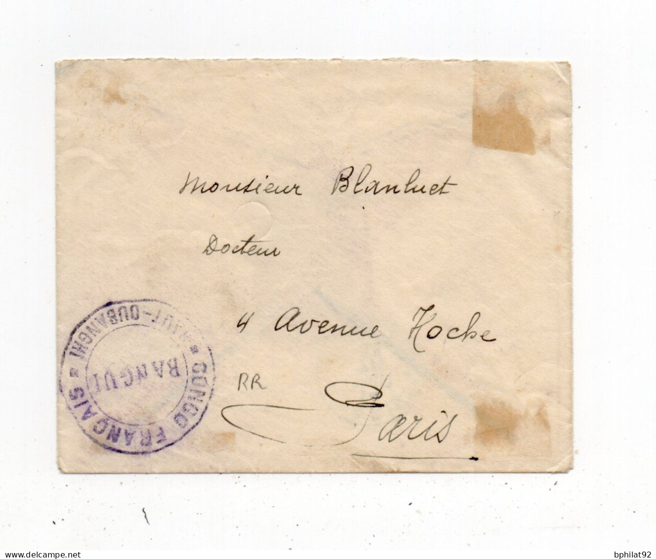 !!! CACHET CONGO FRANCAIS - BANGUI HAUT OUBANGUI SUR LETTRE DE 1913 POUR PARIS - Covers & Documents