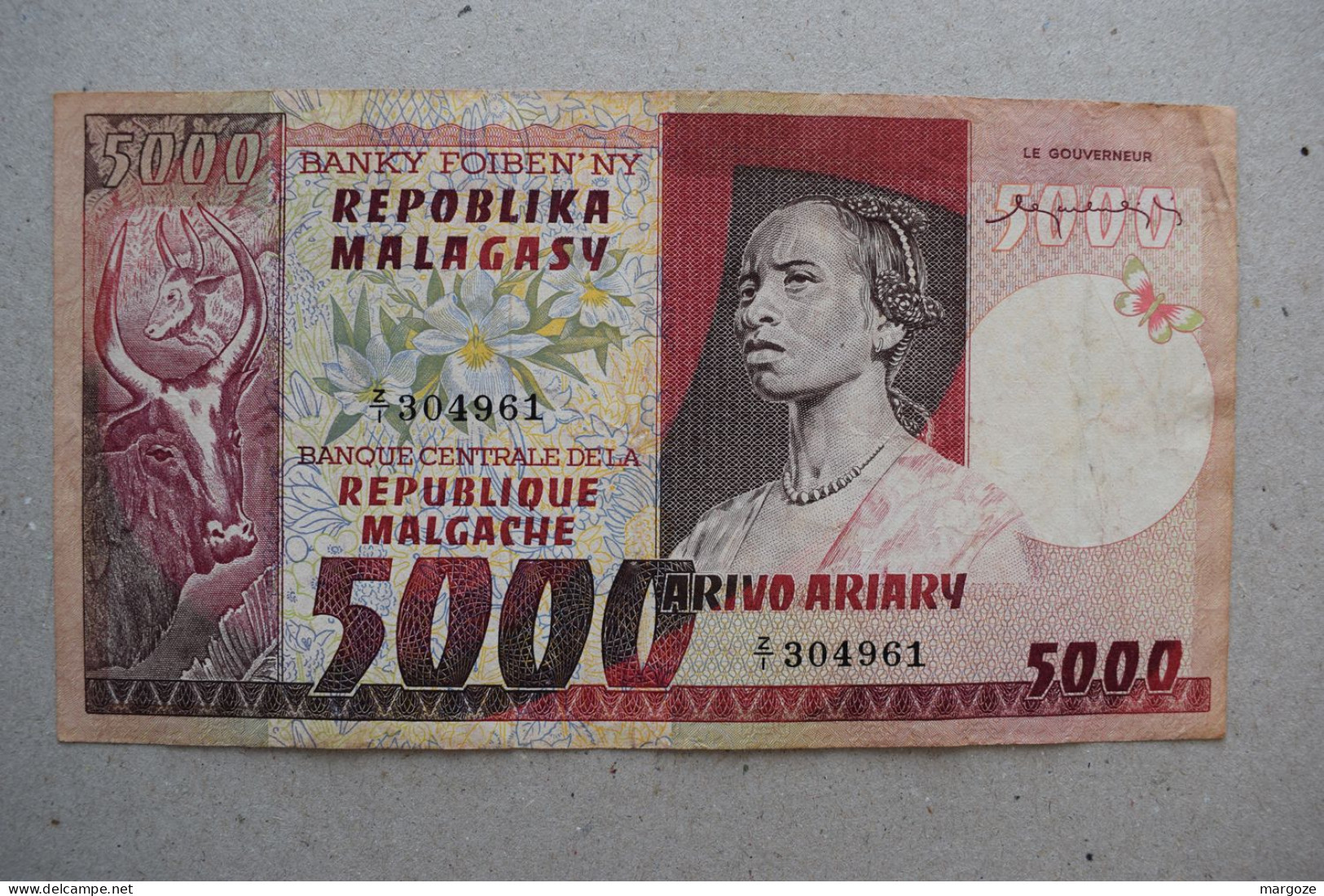 Madagascar 5000 Francs = 1000 Ariary ND 1974 1975 P66a - Madagascar