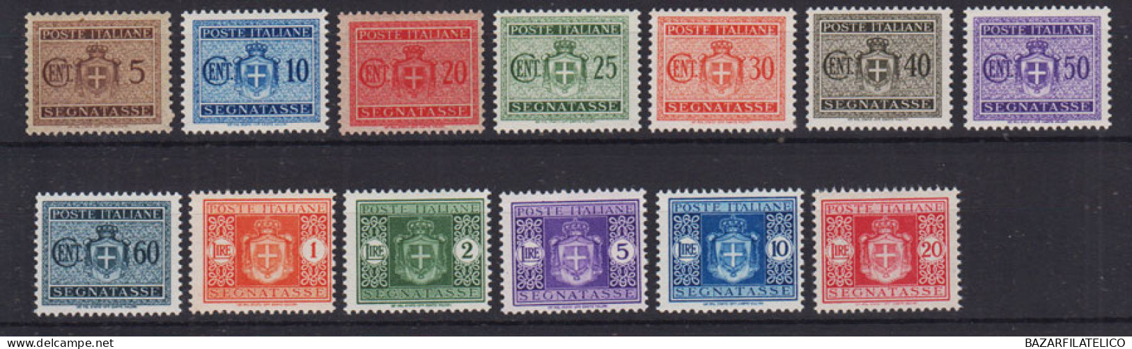 LUOGOTENENZA 1945 SEGNATASSE STEMMA SENZA FASCI 13 V. G.I MNH** CENTRATI - Ungebraucht