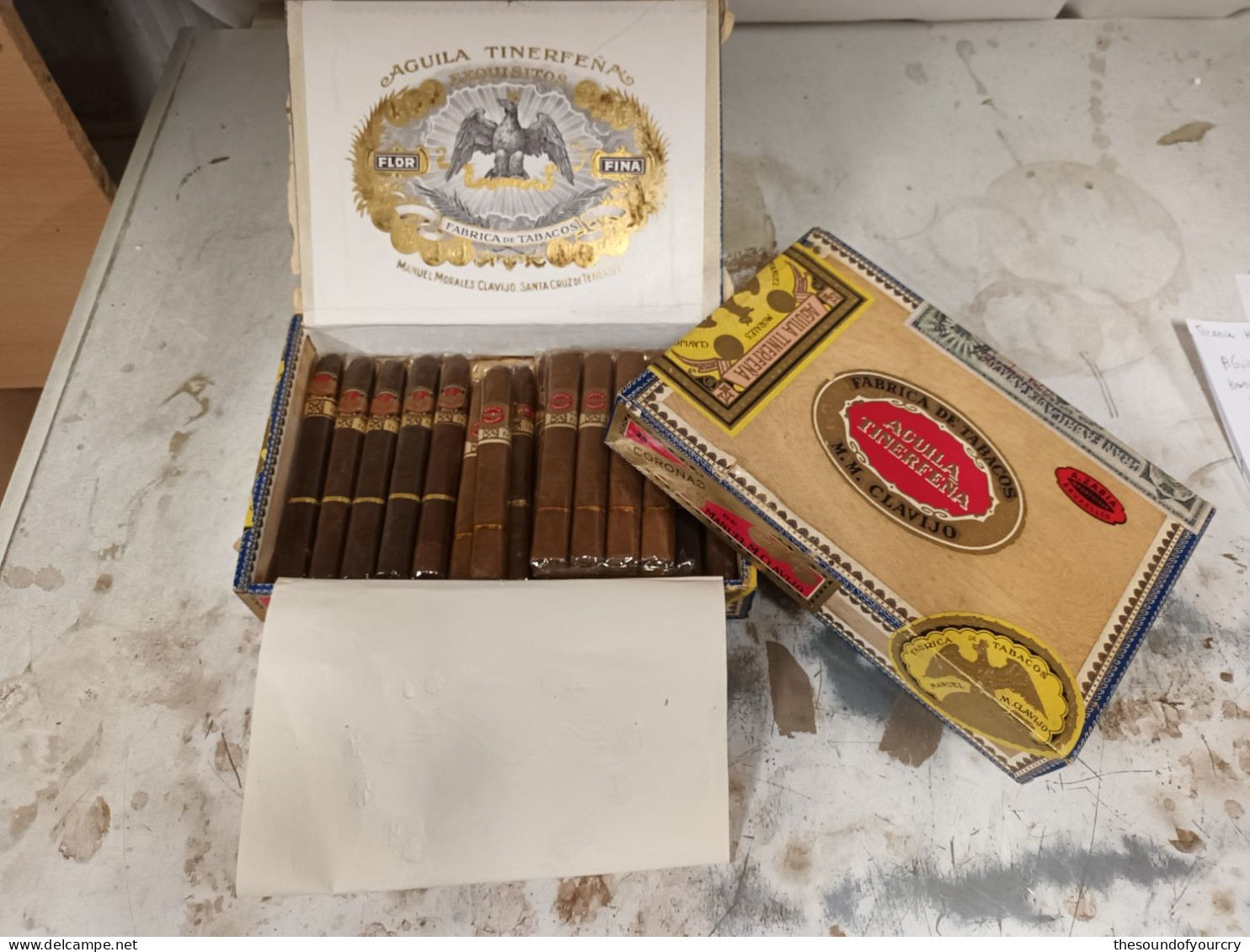 Sigarenbanden + Kist  Aguila Tinerfina  M.m. Clavijo - Empty Cigar Cabinet