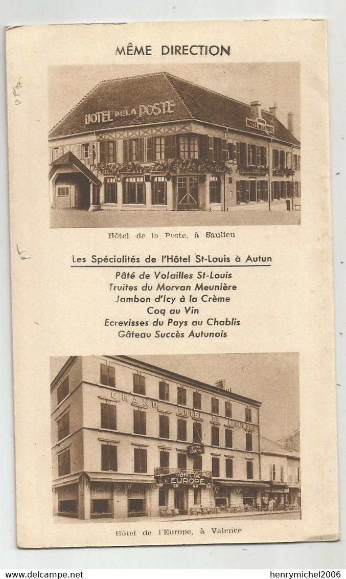 71 Autun Fascicule Publicité Hotel St Louis Et De La Poste 3 Volets 10x16,3 Cm Avec Photos Imprimées - Bourgogne