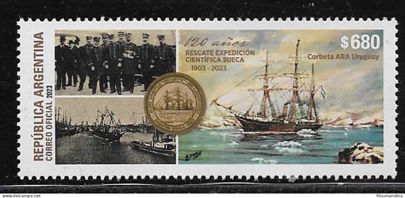 #75294 ARGENTINA 2023 SHIP ANTARCTIC RESCUE SWEDISH EXPEDITION CORBETA ARA URUGUAY PAINTING MNH - Unused Stamps