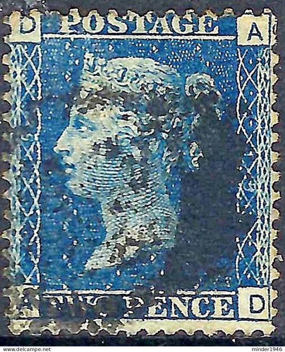 GREAT BRITAIN 1858 QV 2d BLUE PLATE 15 "DA" SG47 Used - Gebraucht