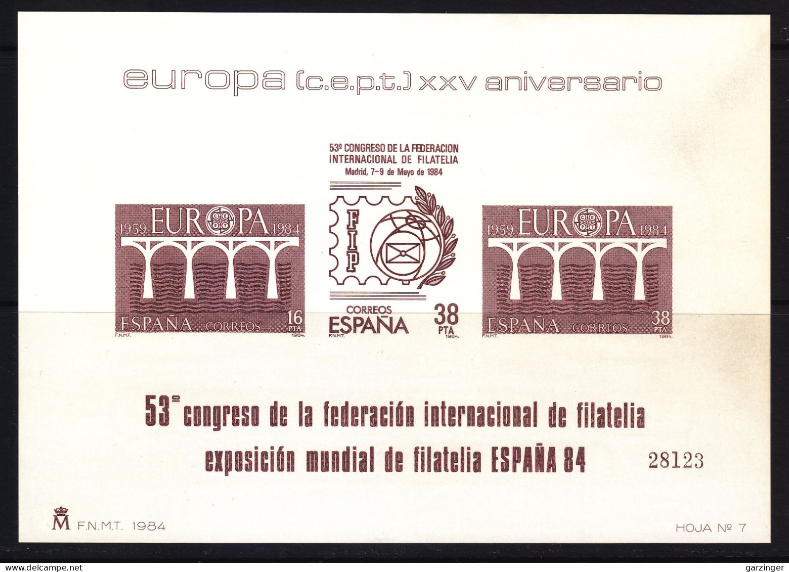 1984 PRUEBAS OFICIALES EDIFIL 7. NUEVO **/MNH. VALOR CATALOGO 76€. - Herdenkingsblaadjes