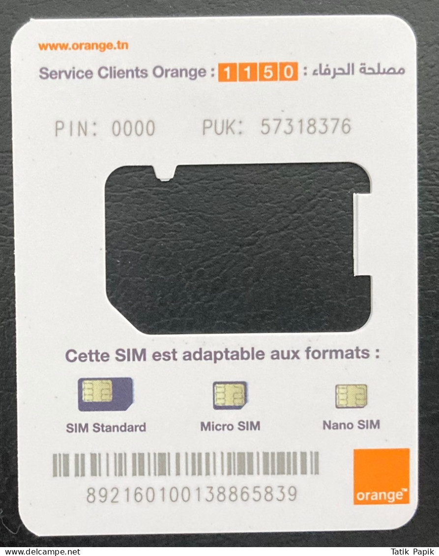 Tunisie Tunisia Orange Telecom GSM  Nano SIM Card Used Logo 3G 4G 5G - Tunesien