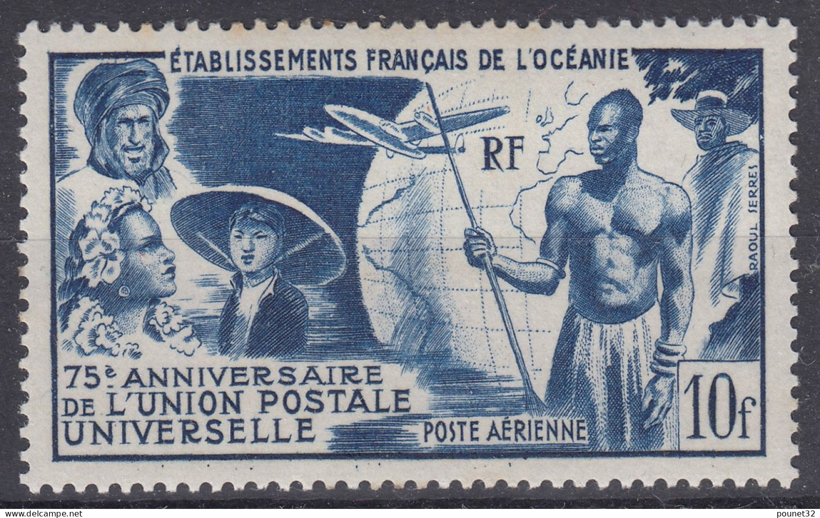 TIMBRE OCEANIE POSTE AERIENNE UPU N° 29 NEUF * GOMME AVEC CHARNIERE - A VOIR - Poste Aérienne