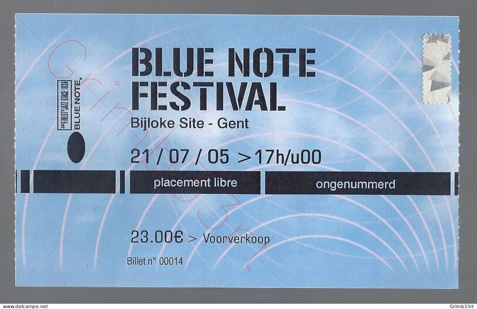 Blue Note Festival - 21 Juli 2005 - Bijloke Site Gent (BE) - Concert Ticket - Tickets De Concerts