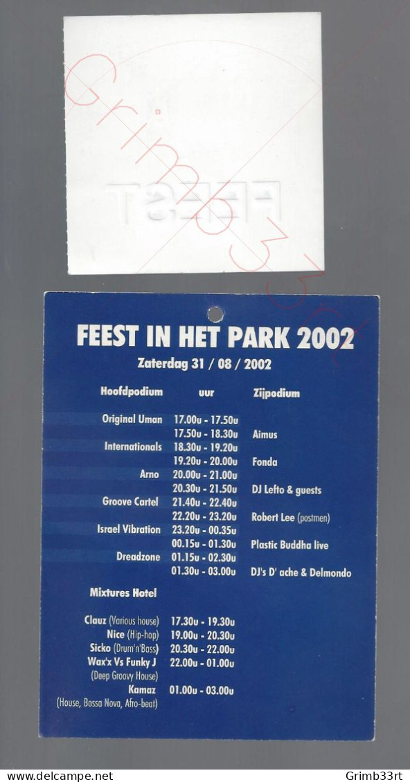 Feest In Het Park 2002 - Donkvijver Oudenaarde (BE) - Concert Ticket - Concerttickets