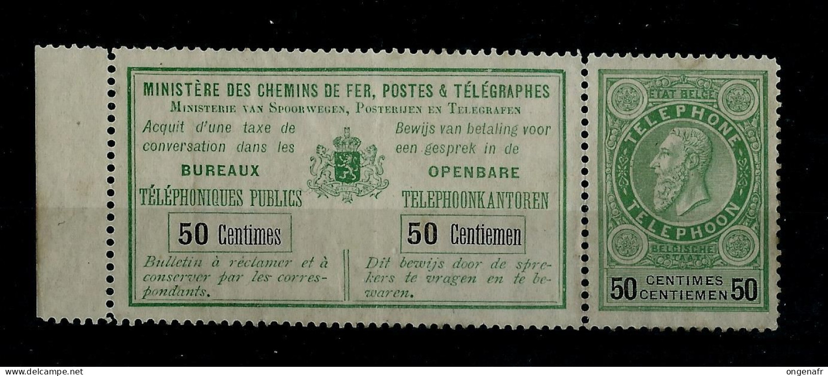 Léopold II - N° TE 10 ( Avec Trace De Charnière ( * )  Côte : 440 € - Timbres Téléphones [TE]