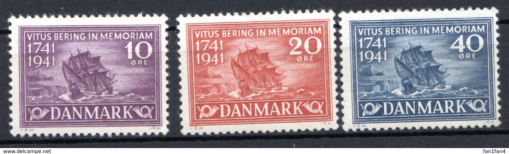 DANEMARK (Royaume) - 1941 - N° 278 à 280 - (Bicentenaire De La Mort Du Navigateur Vitus Bering) - Unused Stamps