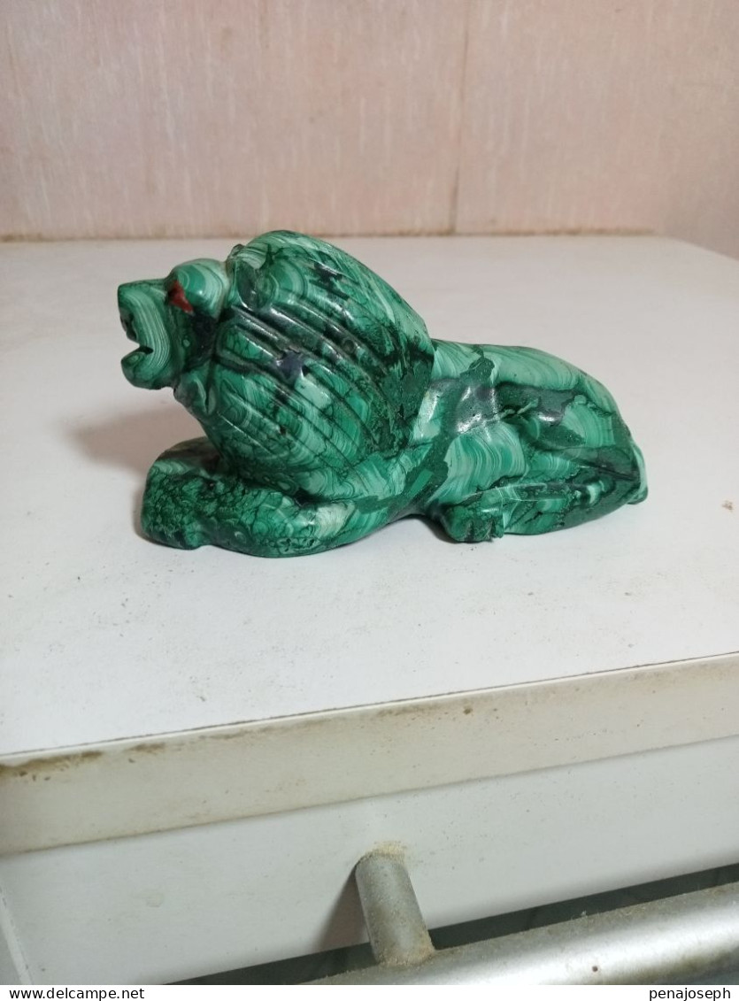 Statuette élephant En Malachite Longueur 11 Cm - Arte Africano