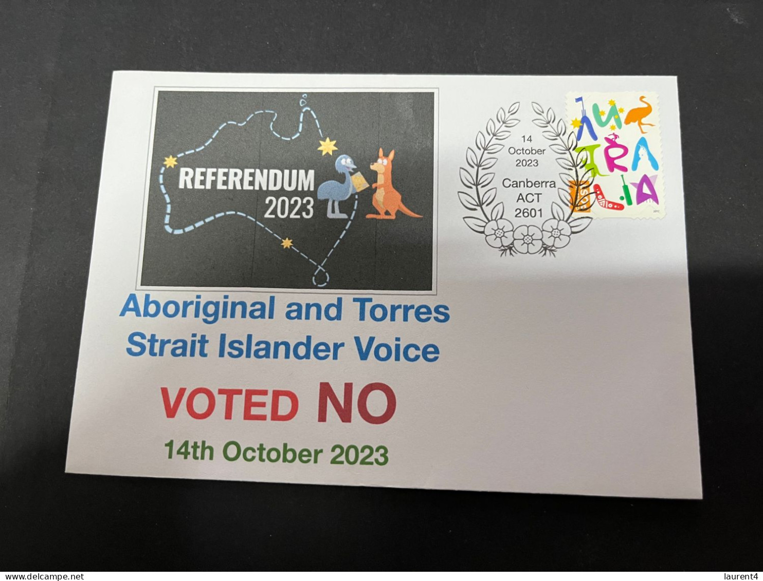 14-10-2023 (4 T 21) Australia Referendum 14-10-2023 - Aborignal & Torres Strait Islander Voice - Voted NO - Lettres & Documents