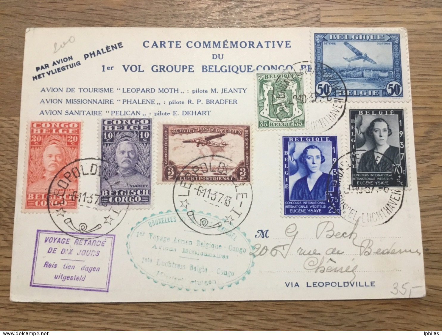 Belgien Flugpost SABENA 1937 Top !!!! - Mint