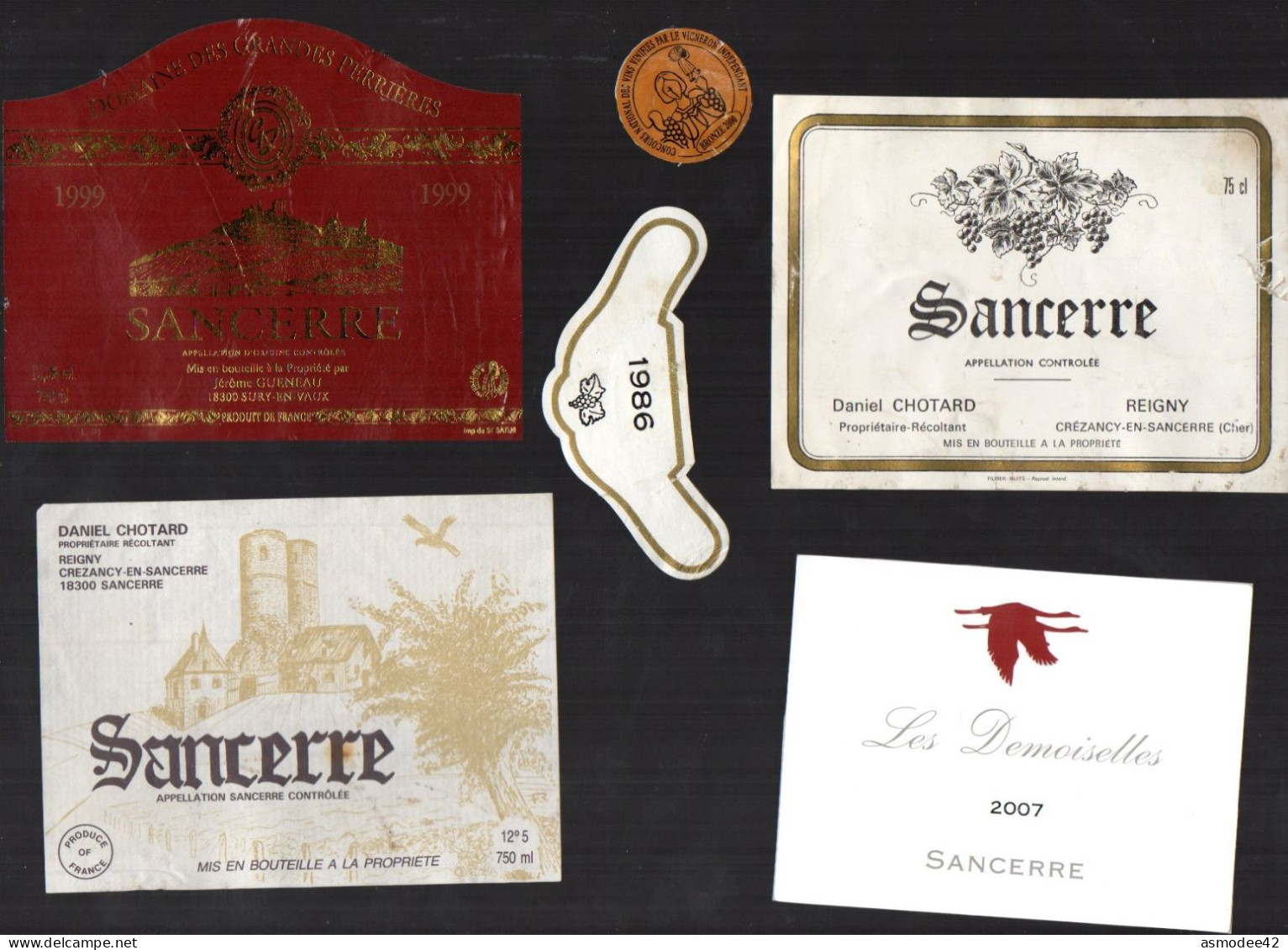 SANCERRE  LOT DE 4 ETIQUETTES DE VIN LOT  14 - Collections, Lots & Séries