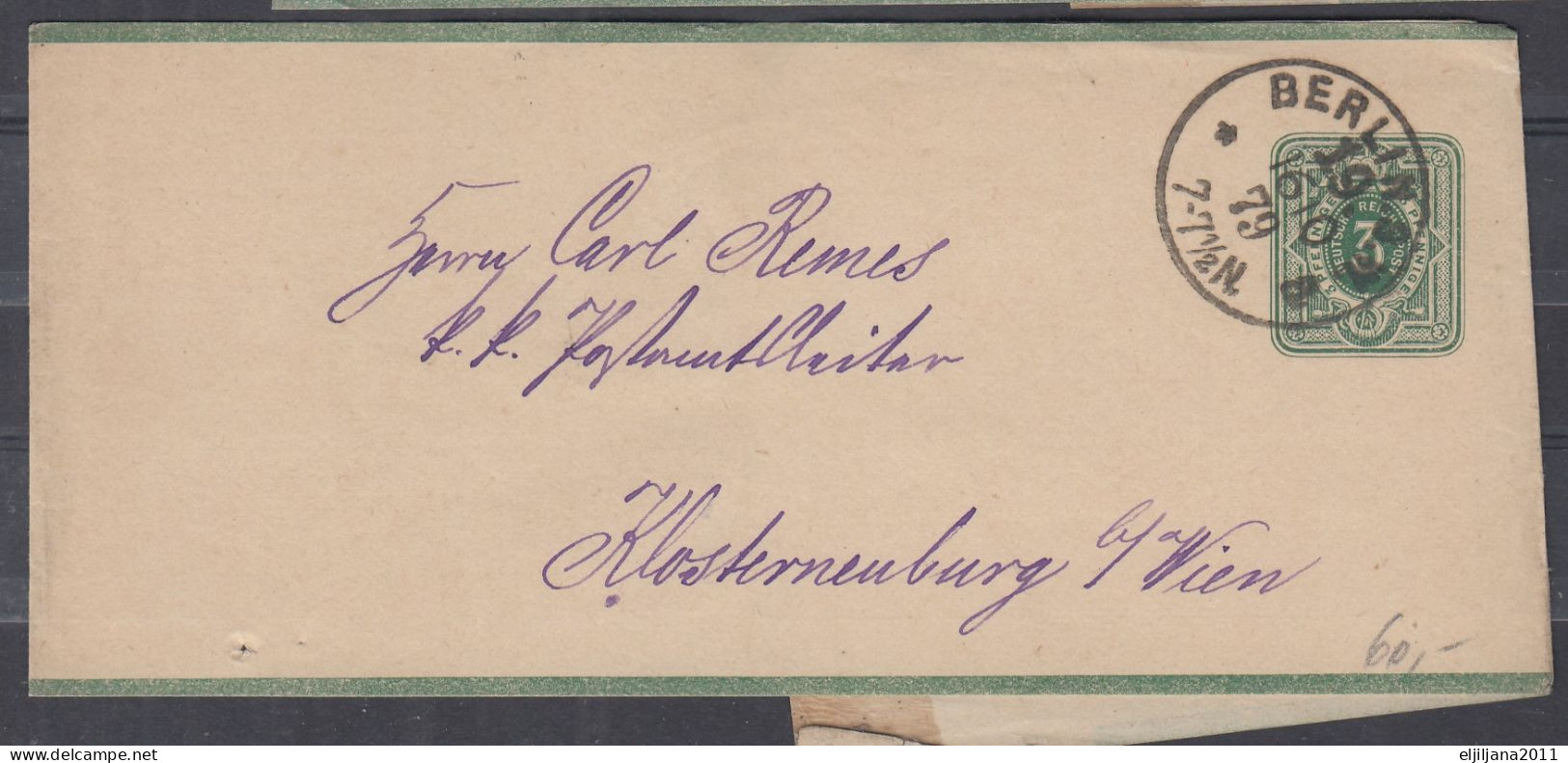 Action !! SALE !! 50 % OFF !! ⁕ Germany Reich 1879 ⁕ 3 Pfennige Berlin. S.W. to Wien ⁕ 4 old cover stationery