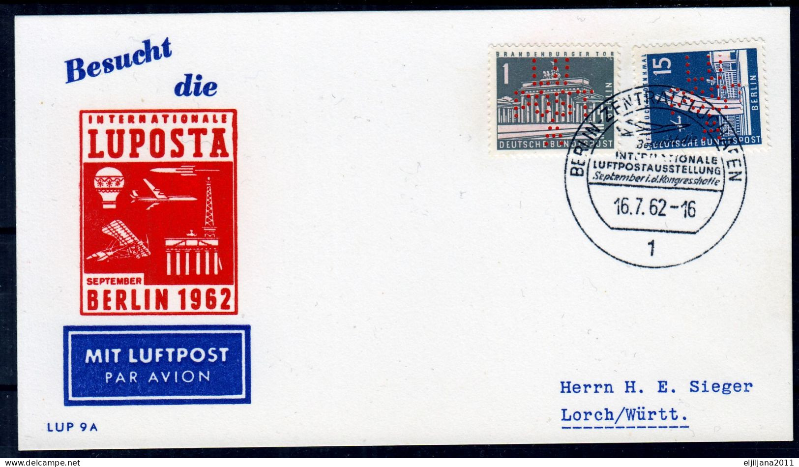 Action !! SALE !! 50 % OFF !! ⁕ Germany BERLIN 1962 ⁕ LUPOSTA Exhibition Airmail Mi.140, 145, 147 ⁕ 2v Postcard - Poste Aérienne