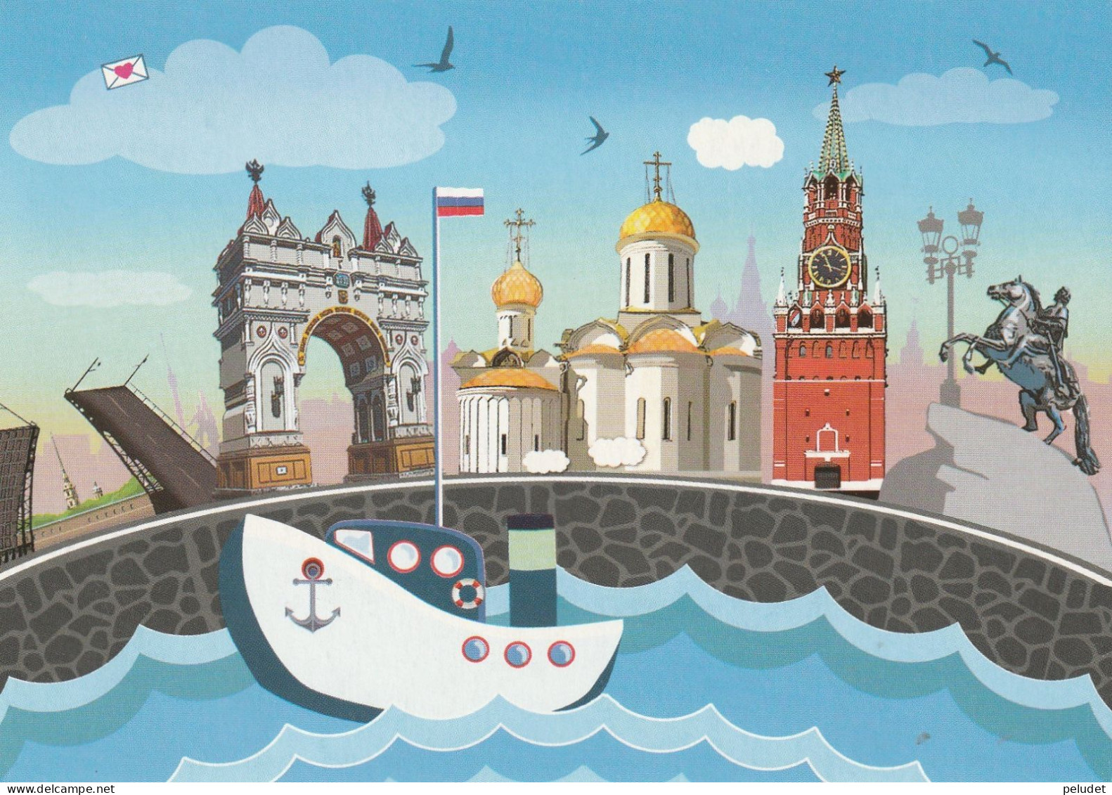 Russia - Postcard - 2016-066/1 -      Moscow Kremlin, The Monument "The Bronze Horseman", Trinity - Unused - Ganzsachen