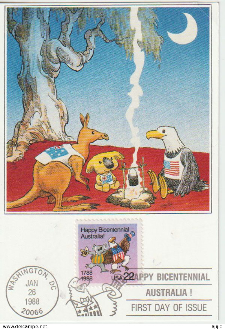 AUSTRALIA-USA Joint Issue Bicentenary Australia. (Kangaroo,KOALA Bear & BALD EAGLE) Maximum-card - Maximumkarten (MC)