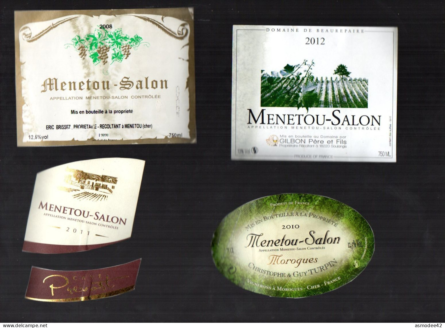 MENETOU SALON   LOT DE 4 ETIQUETTES DE VIN LOT  25 - Lots & Sammlungen