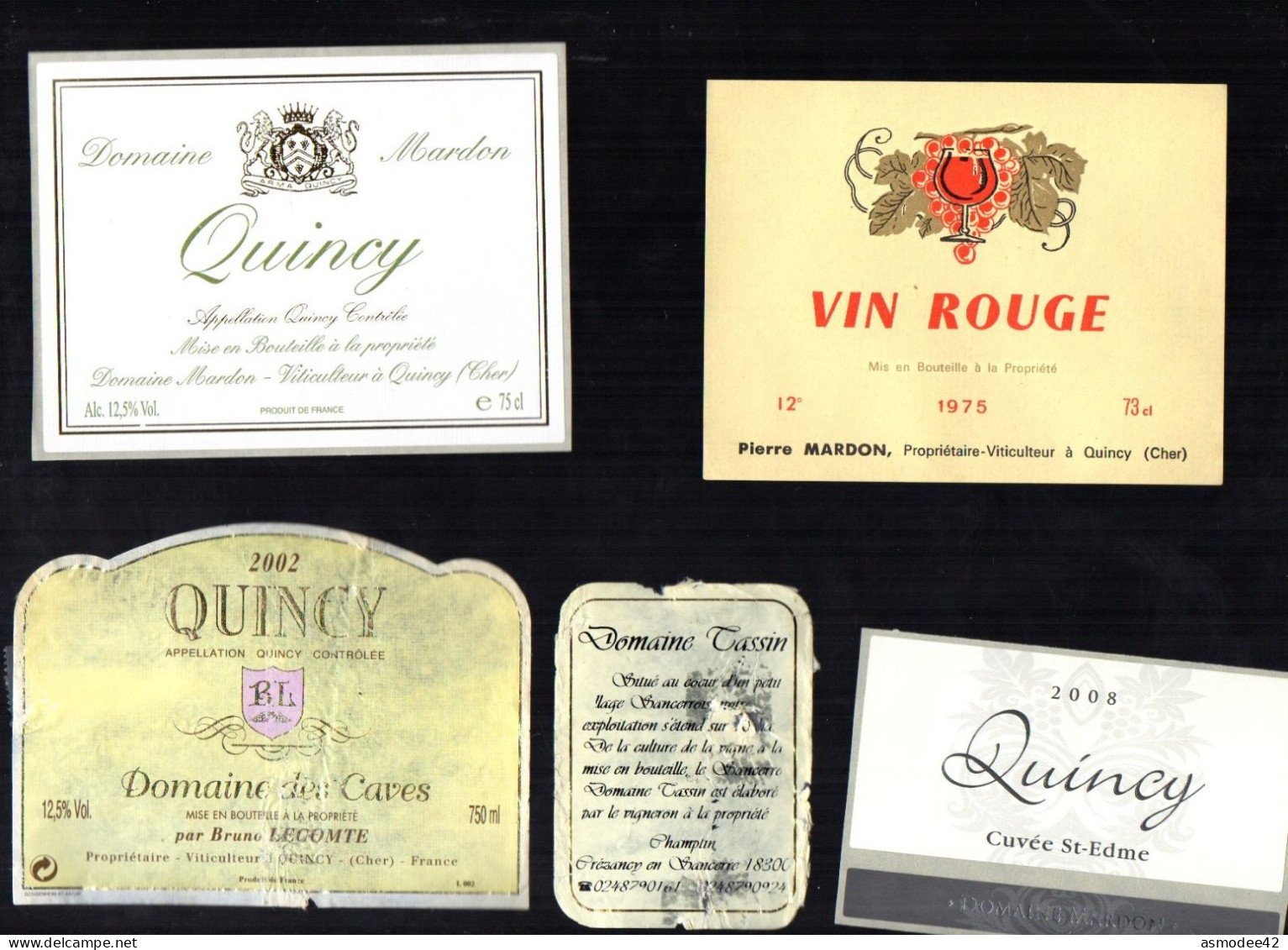 QUINCY  LOT DE 4 ETIQUETTES DE VIN LOT  39 - Lots & Sammlungen