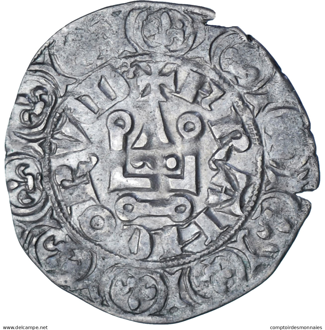 Monnaie, France, Charles IV, Maille Blanche, 1322-1328, TTB+, Argent - 1322-1328 Charles IV Le Bel