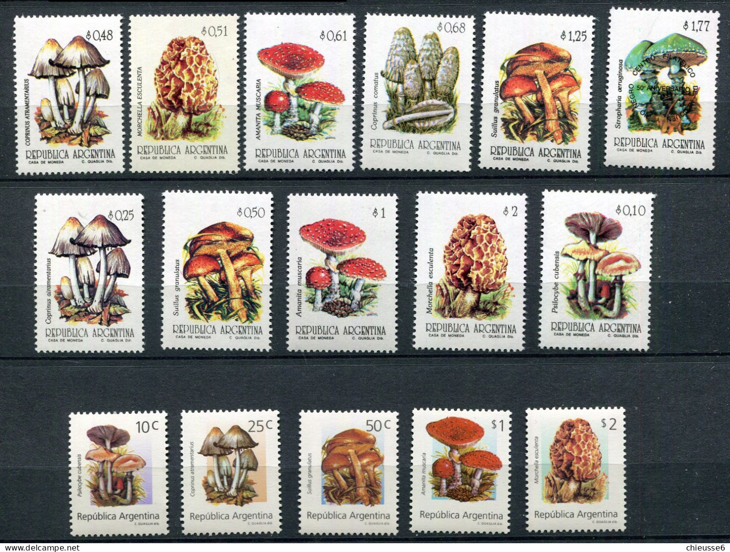 Argentine ** N° 1792 à 1794 - 1800/1801 - 1808 - 1823 à 1826 - 1835 à 1840 - Champignons - Unused Stamps