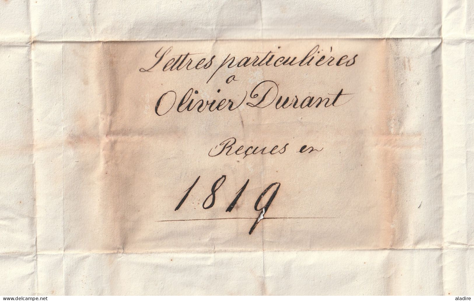 1818 - Marque Postale PARIS Sur Enveloppe Pliée Du Ministère De L'Intérieur Vers BORDEAUX - Taxe 16 - Port Dû - 1801-1848: Precursors XIX