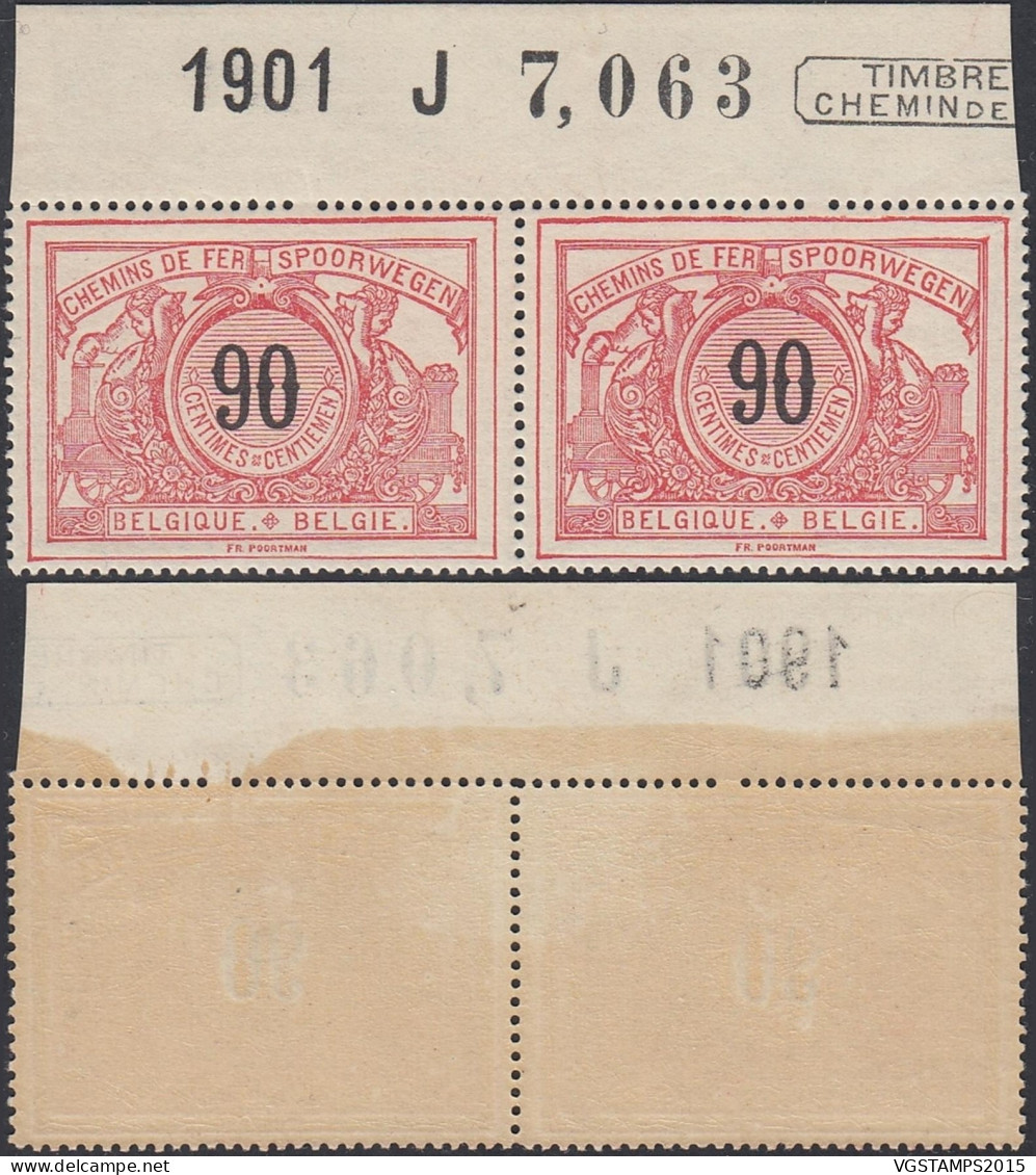 Belgique 1902- Timbres Neufs. En Pair. TR 25 Avec Inscription. Très Bon Centrage.RARISSIME¡¡¡.........(EB) AR-01018 - Ungebraucht