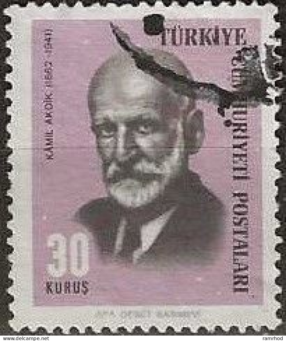 TURKEY 1966 Cultural Celebrities - 30k. K. Akdik FU - Gebraucht
